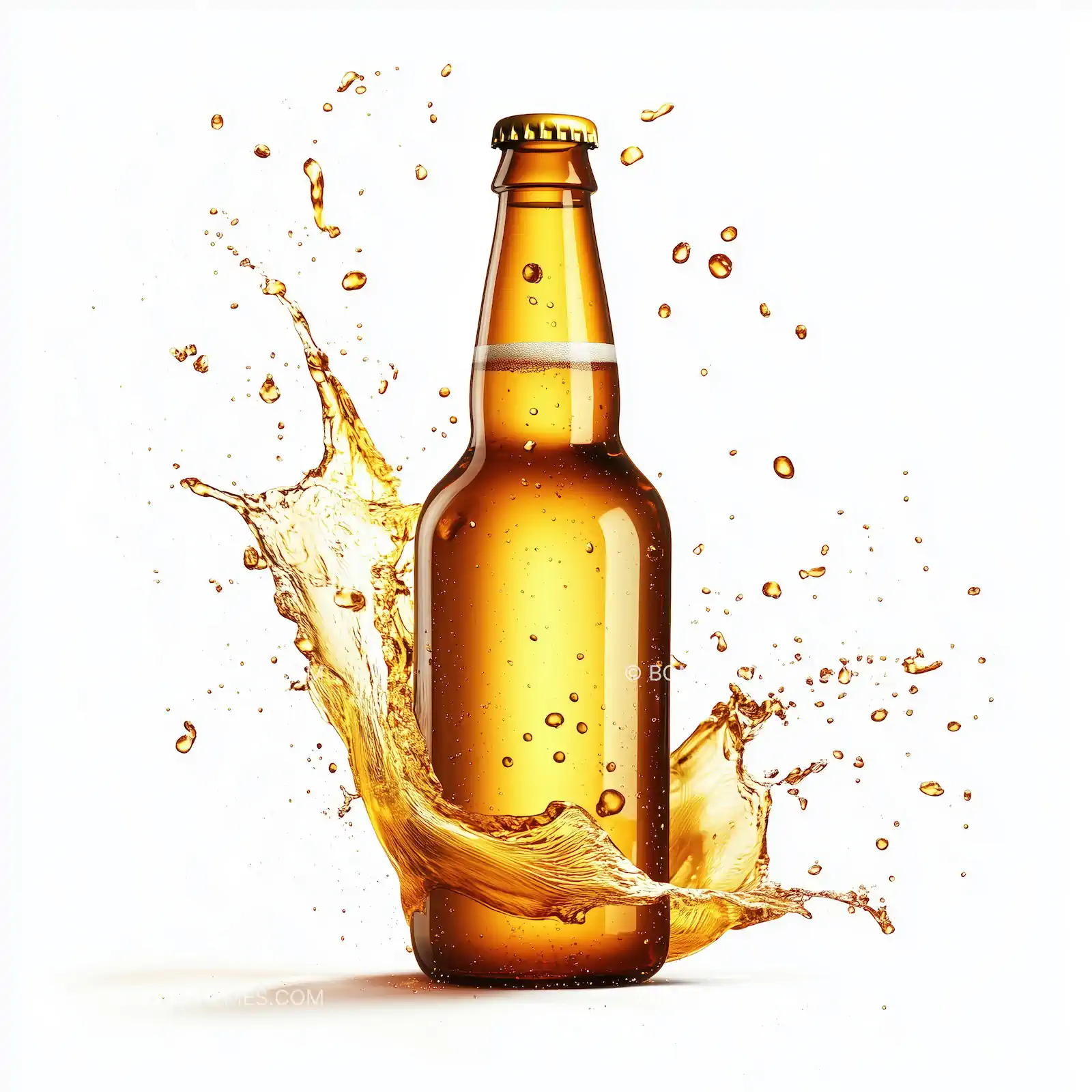 Refreshing Beer Bottle with Water Splash - Dynamic Beverage Art | AI Image