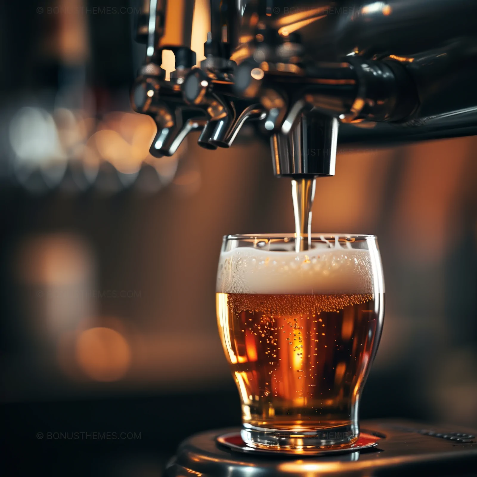 Refreshing Beer Pouring Close-Up - Cold Frothy Brew | Beverage AI Image