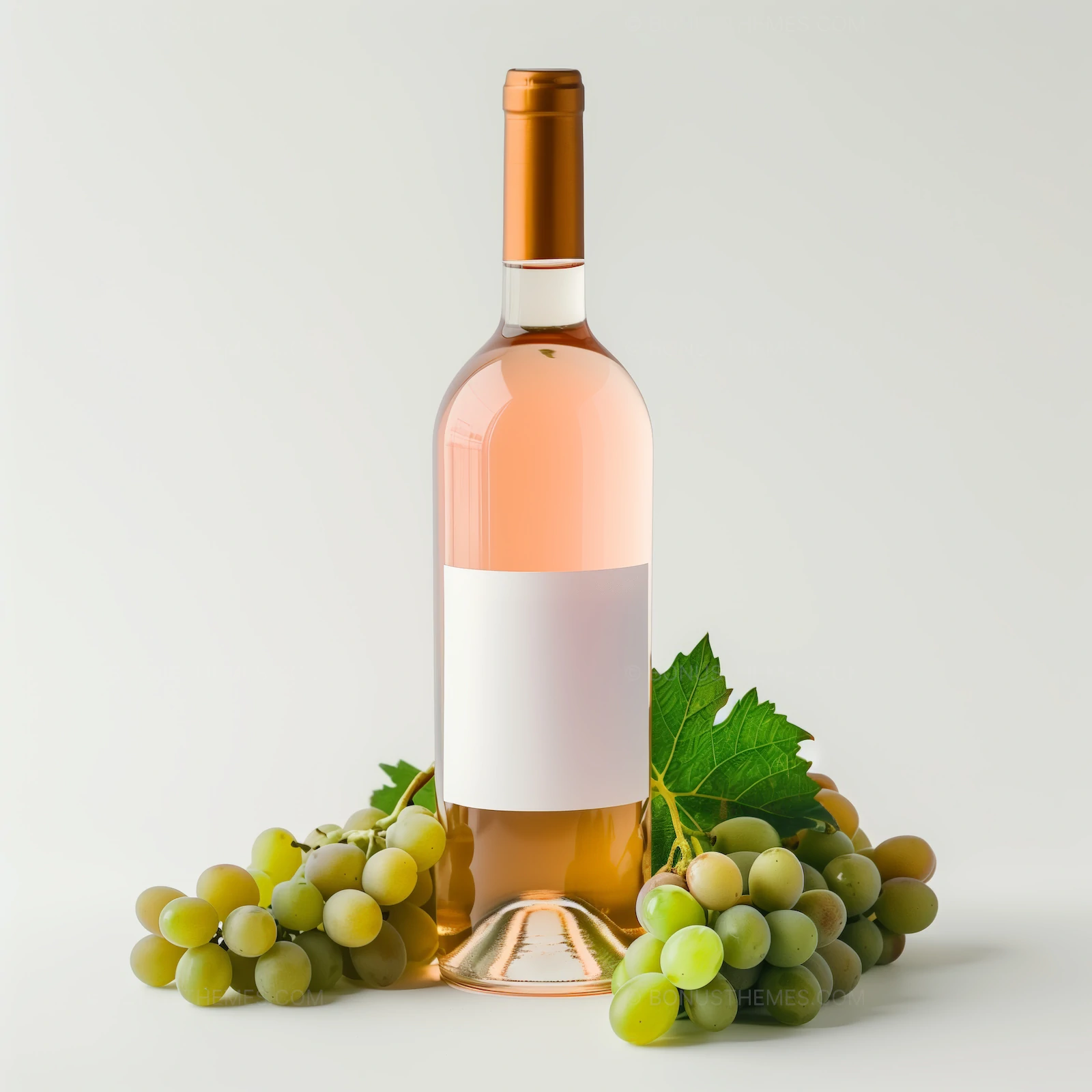 Rose Wine Bottle with Grapes - Professional Mockup | Beverage AI Image