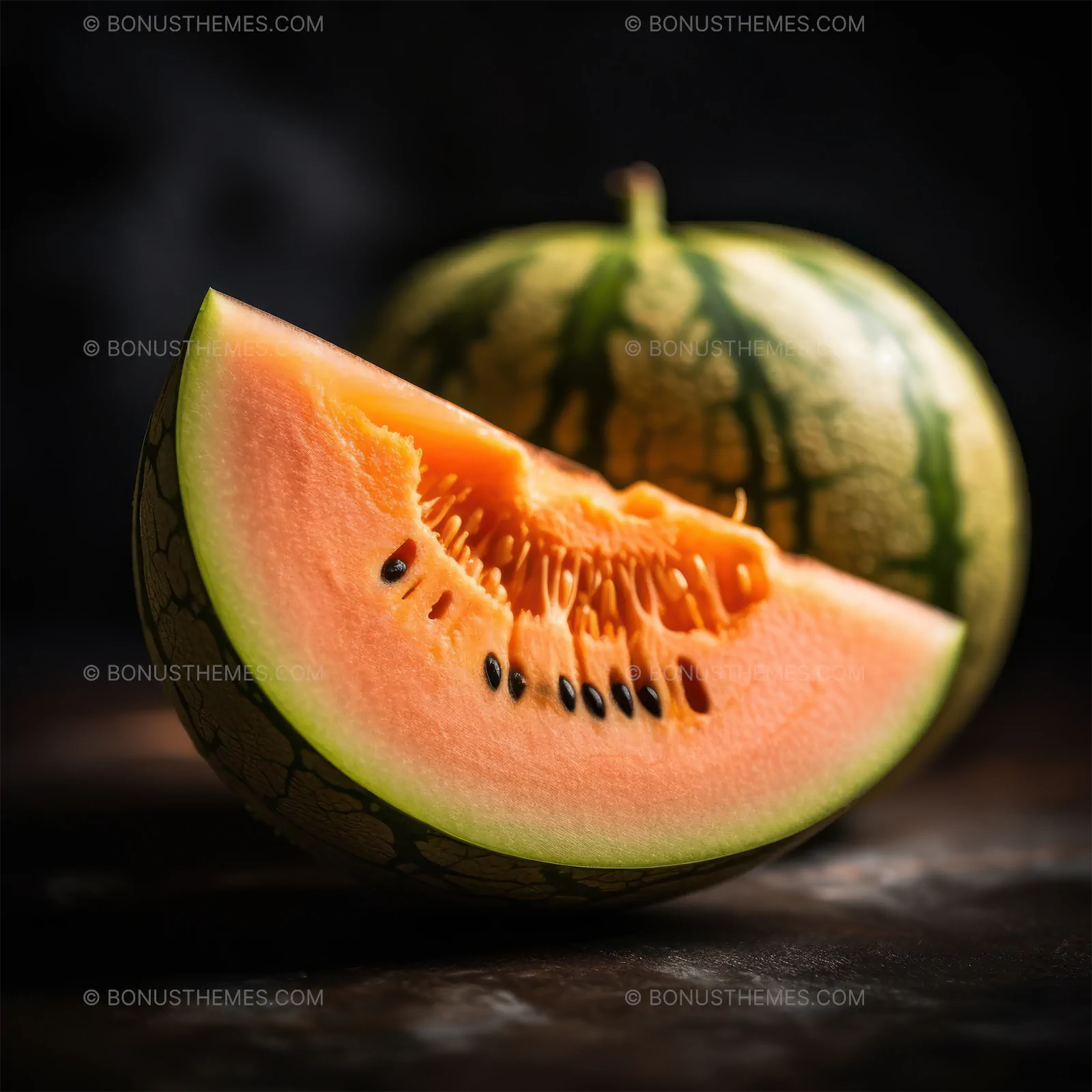 Juicy Slice of Watermelon on Rustic Table | Vibrant AI Generated Summer Fruit Image