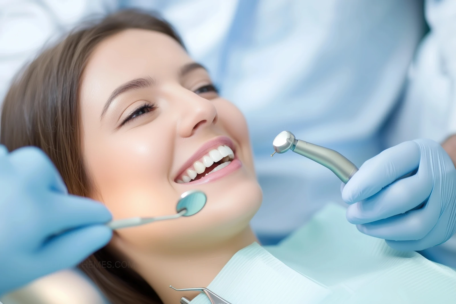 Smiling Woman at Dental Appointment | AI Generated Professional Dentistry Image