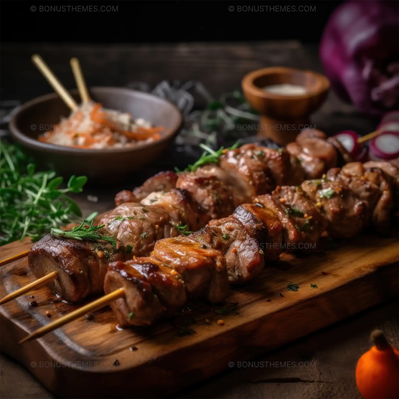 Succulent Grilled Meat Skewers with Perfect Char | Professional AI Generated BBQ Food Photography