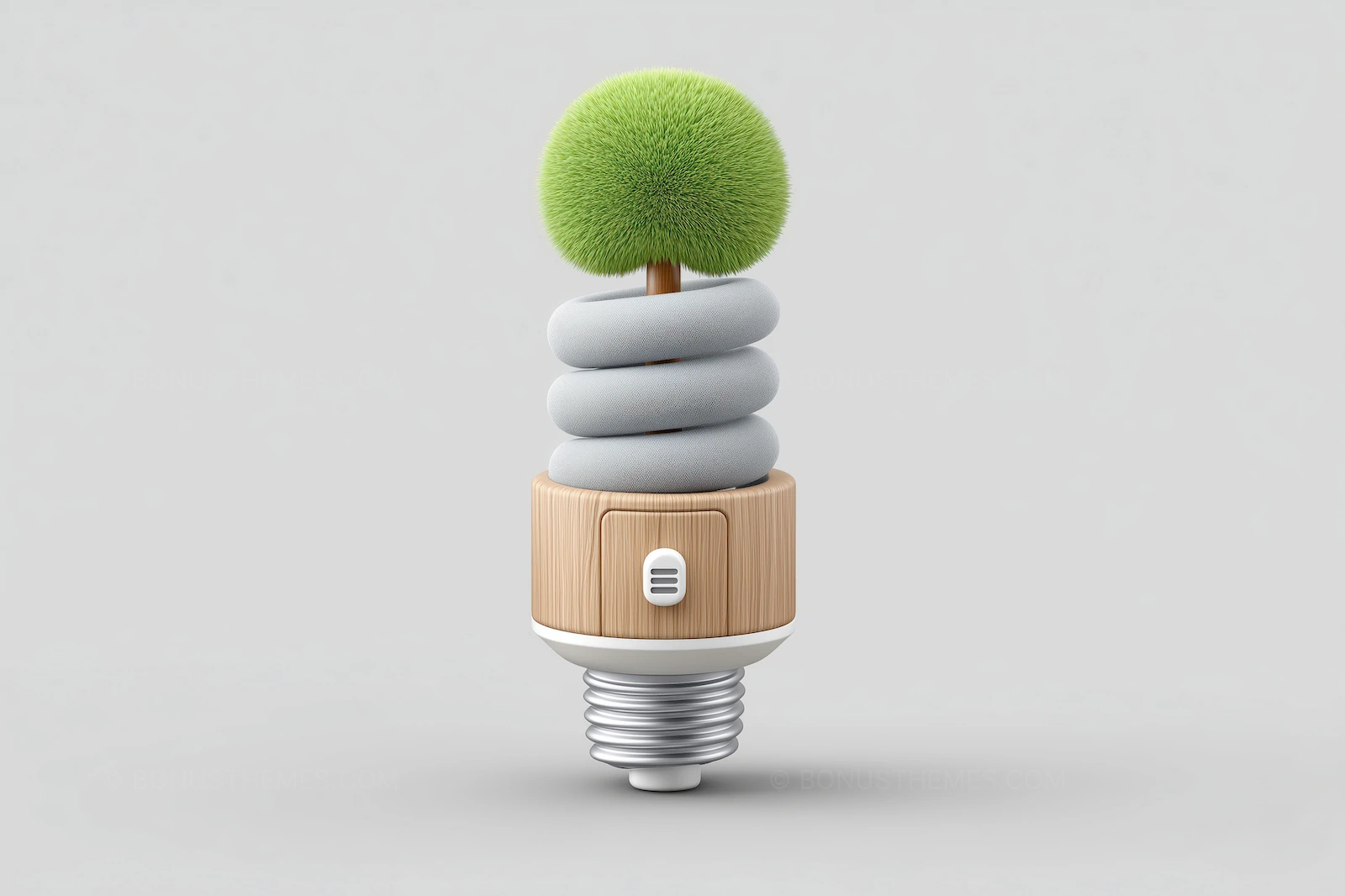 Green Tree Growing from a Sustainable Lightbulb Base | Creative AI Generated Eco-Friendly Energy Concept Illustration