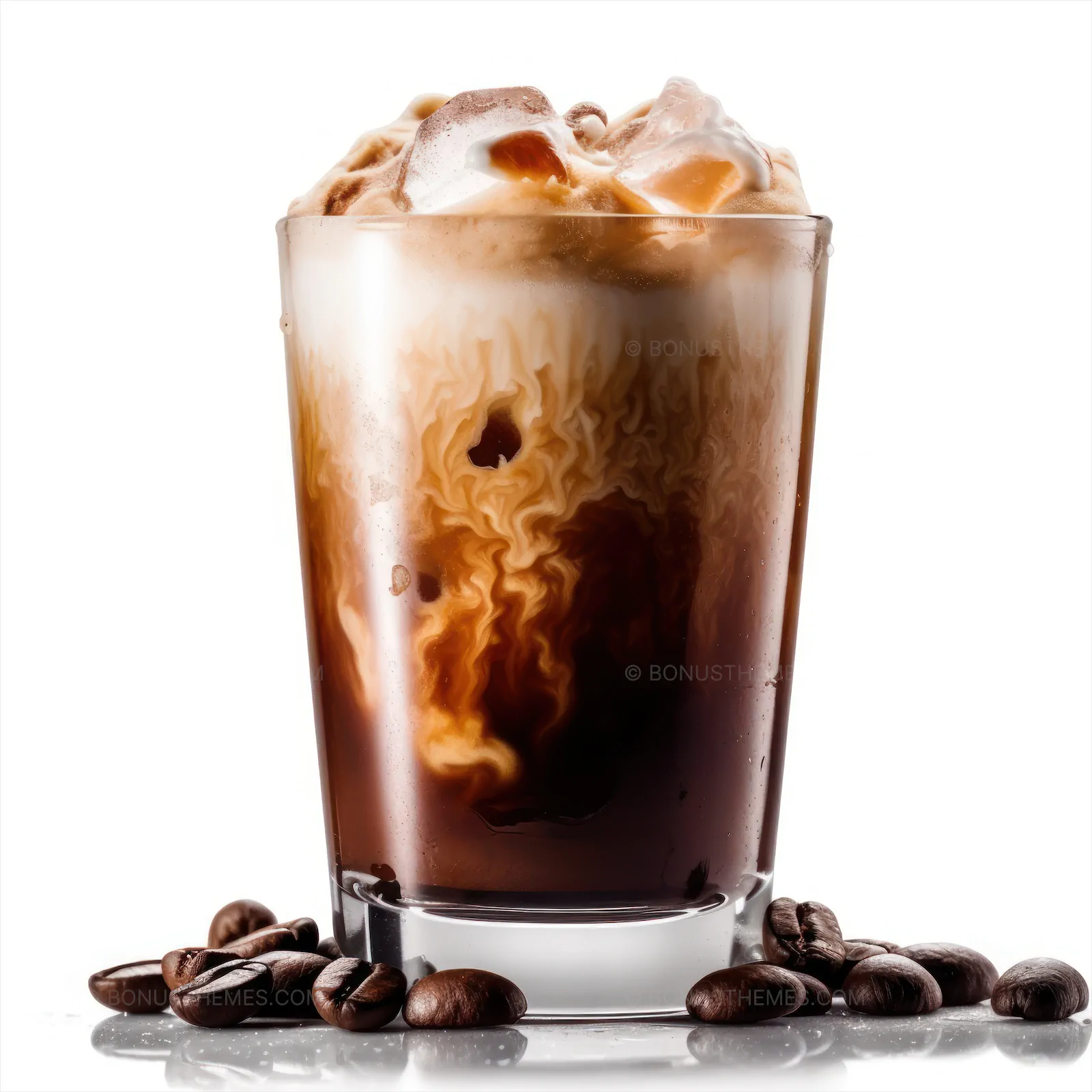 Traditional Greek Frappe Coffee with Roasted Coffee Beans | Authentic AI Generated Iced Coffee Image