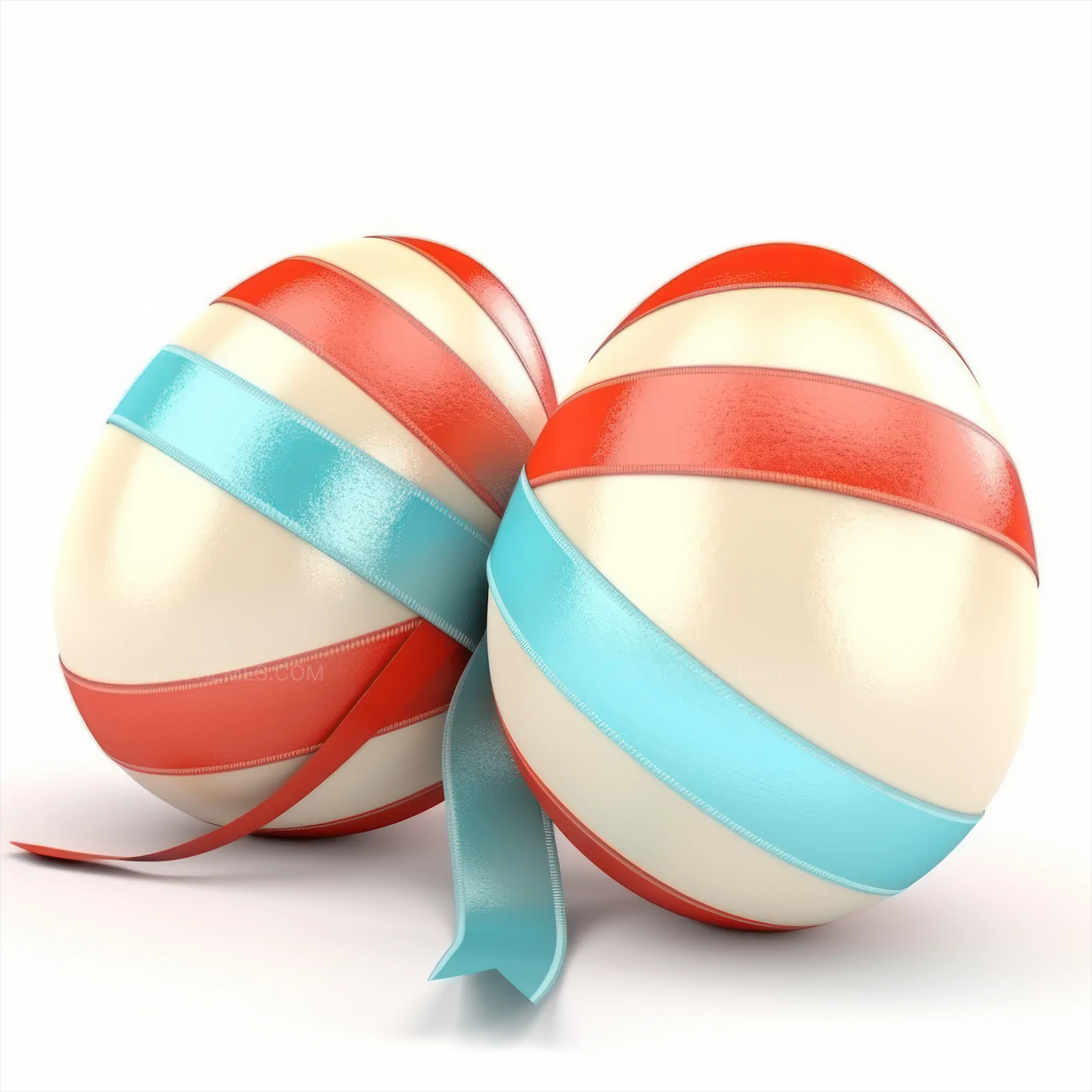 Two Eggs with Blue & Red Ribbons | Festive AI Generated Gift Image