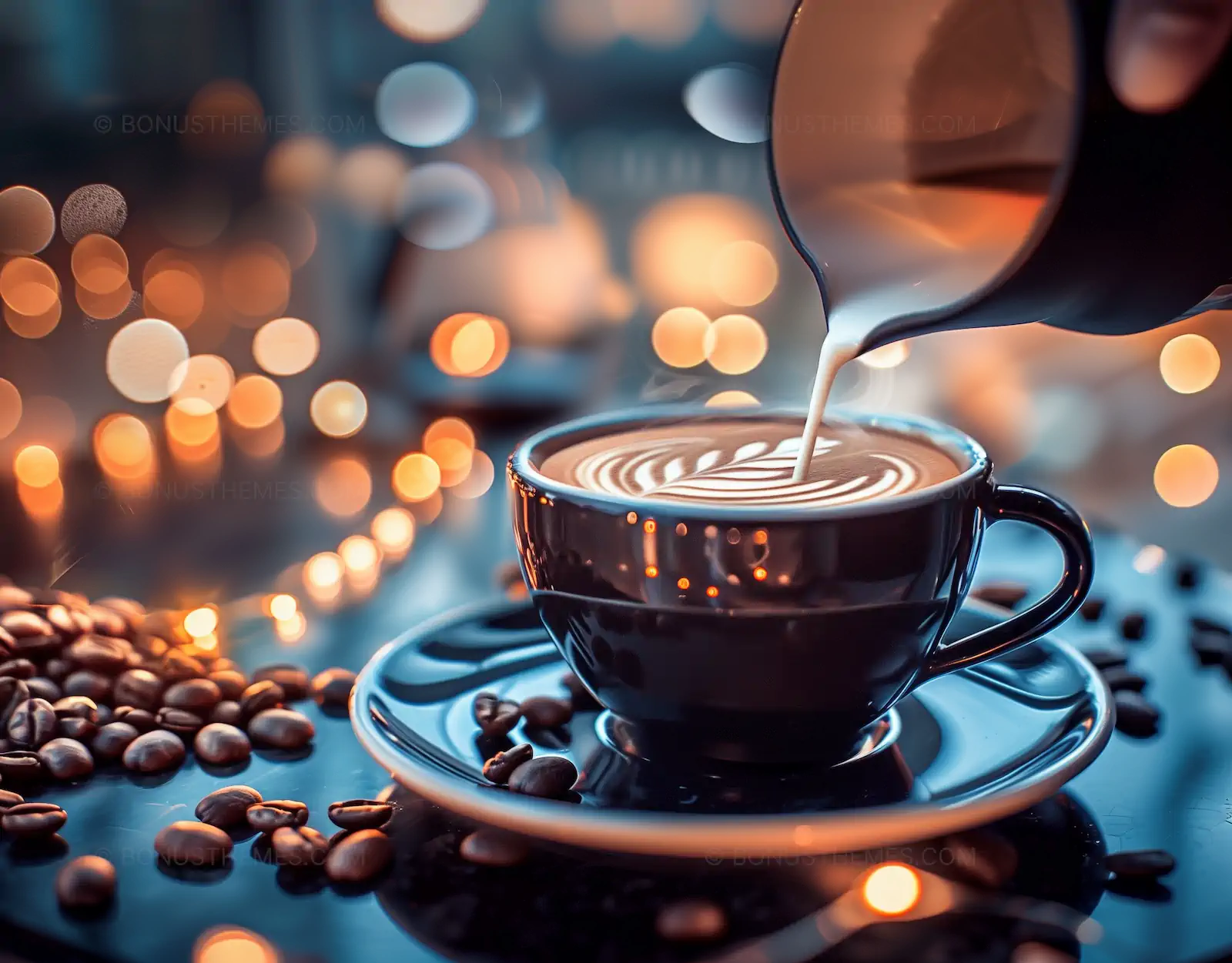 Urban Latte Art - Pouring Milk Into Coffee Cup | Barista AI Image