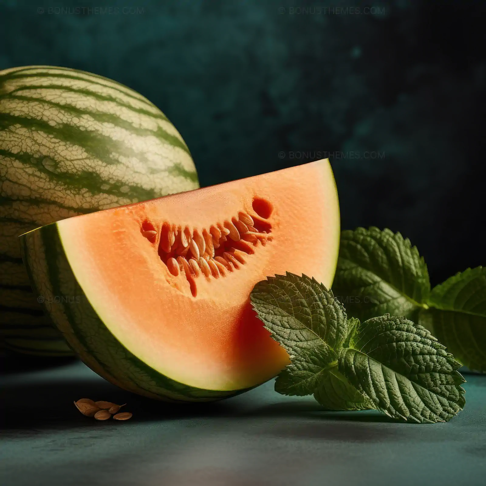 Juicy Watermelon Slice with Mint Sprig | Fresh Summer AI Generated Food Image