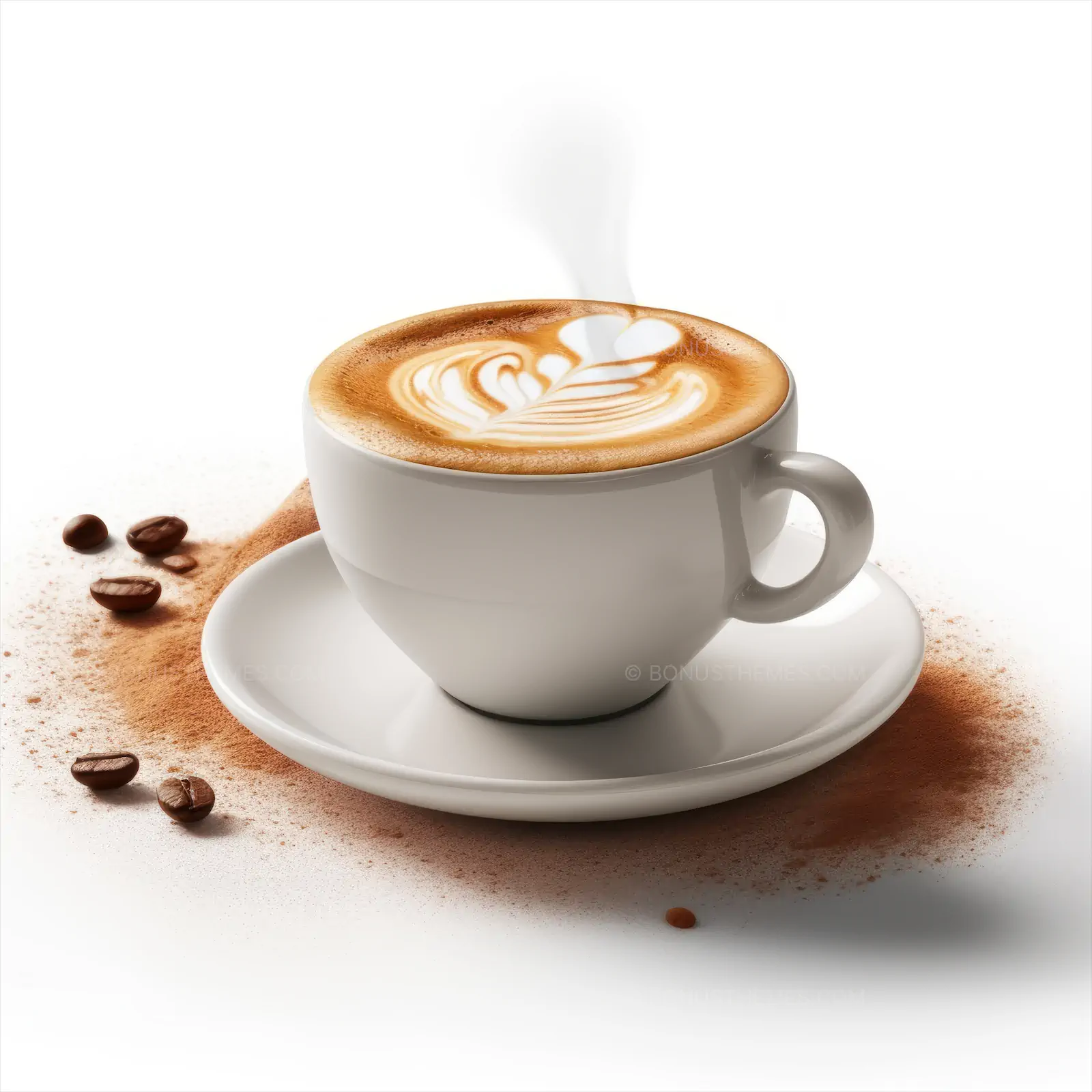 White Coffee Cup with Heart Design & Steam | Cozy AI Generated Beverage Image
