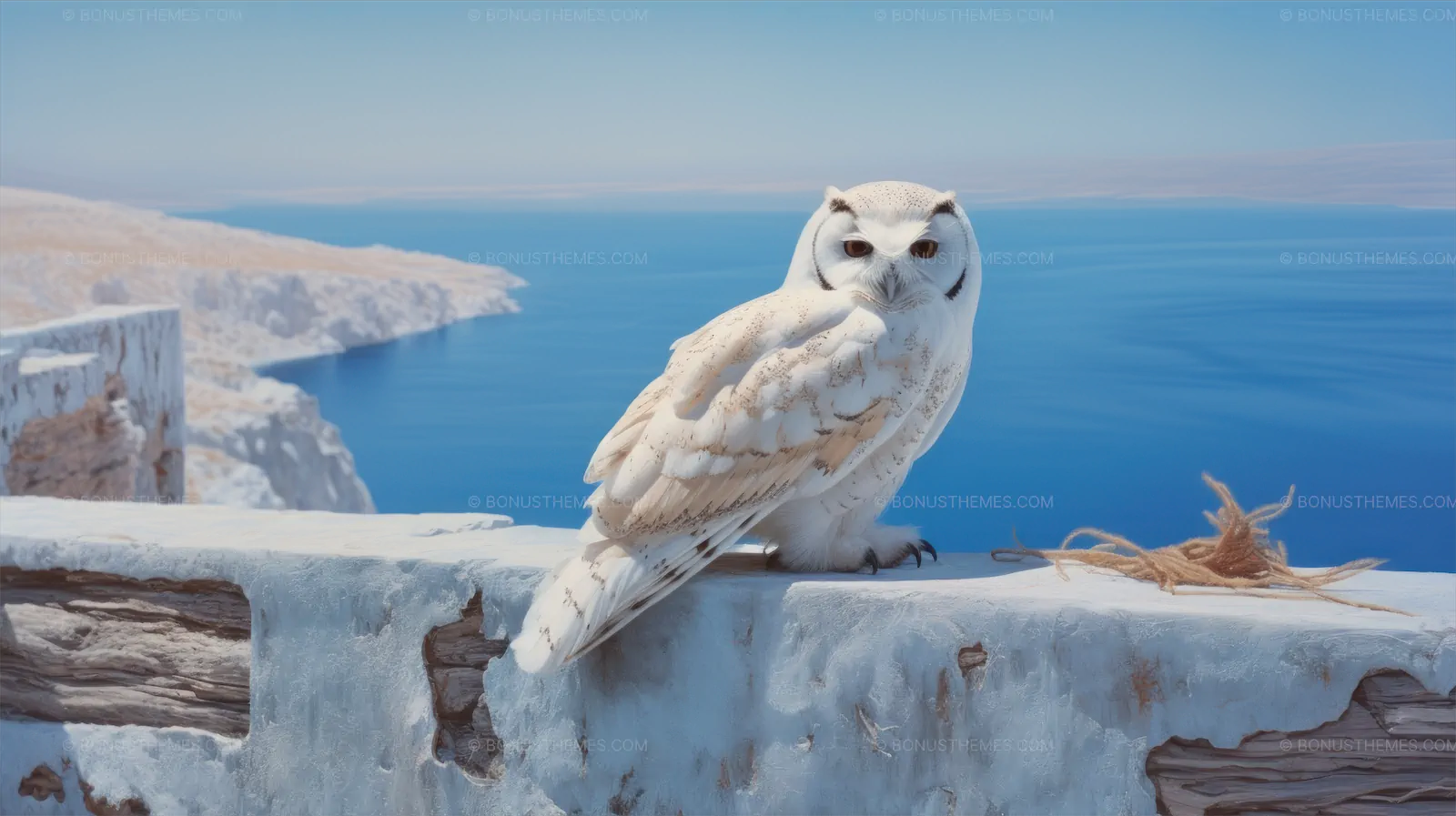 White Owl Overlooking Water | Serene AI Generated Wildlife Image