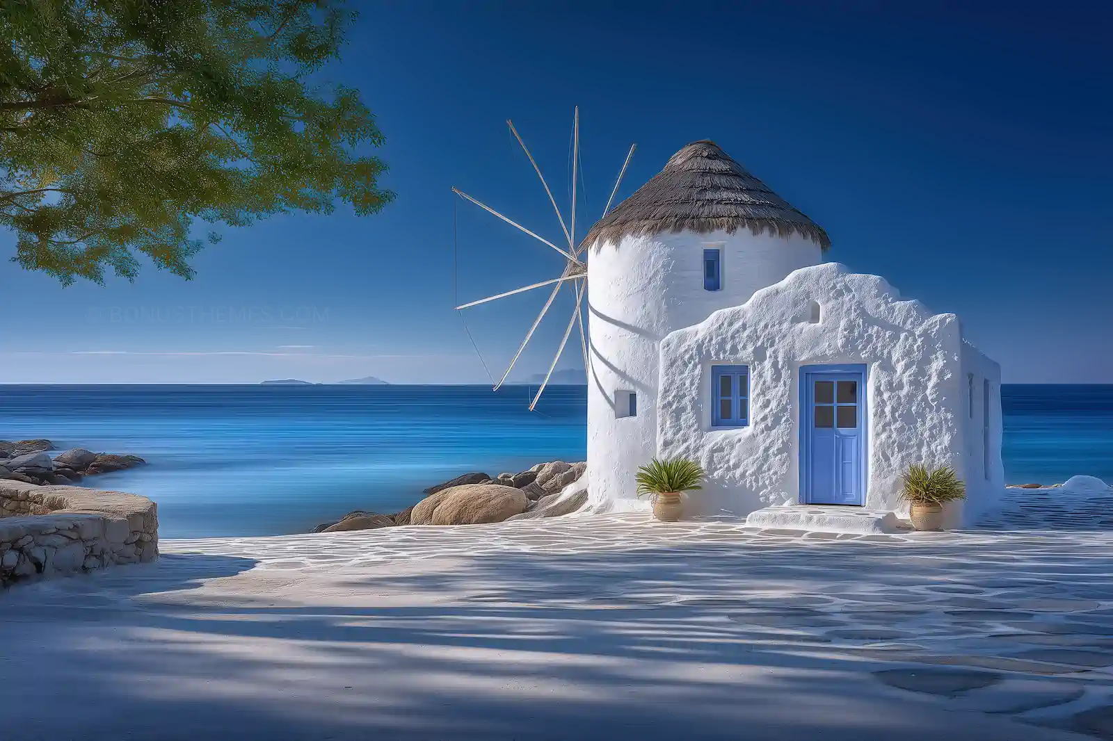 The Windmills of Mykonos Island | Iconic Cycladic Landmark AI Travel Image