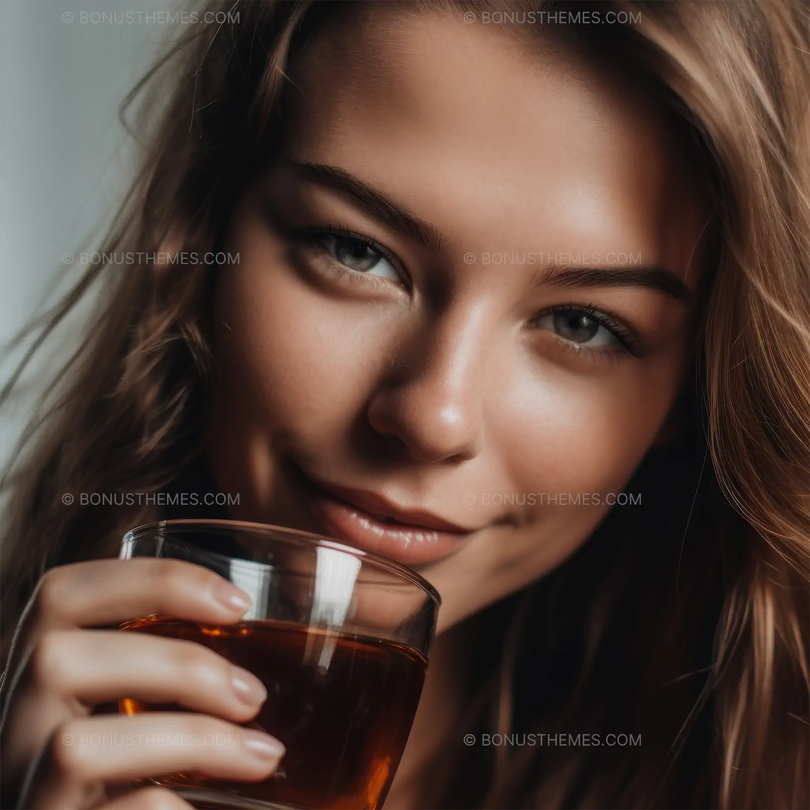 Woman Enjoying a Fresh Glass of Tea | Calm AI Generated Lifestyle & Beverage Image