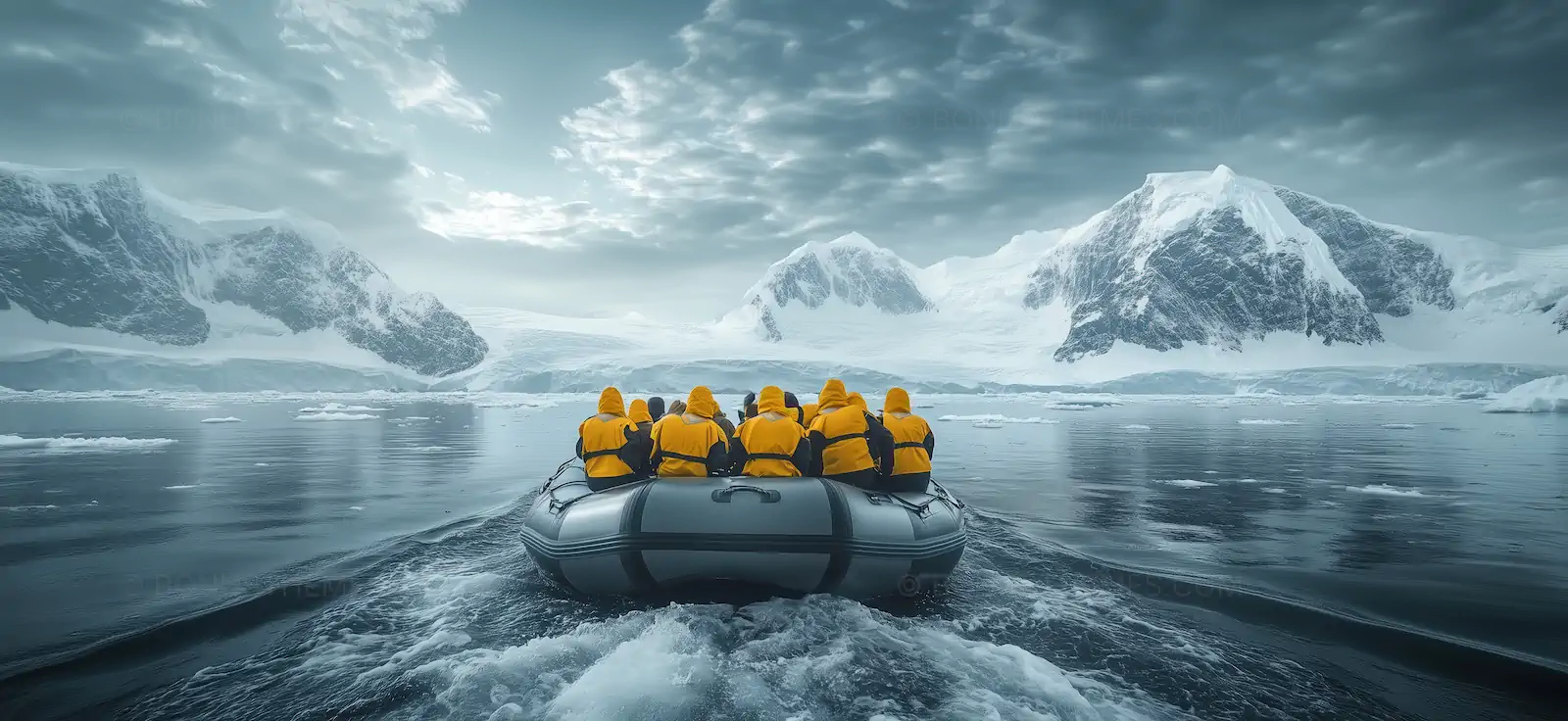 Yellow Raft Adventure in Antarctica | Polar Expedition AI Travel Image