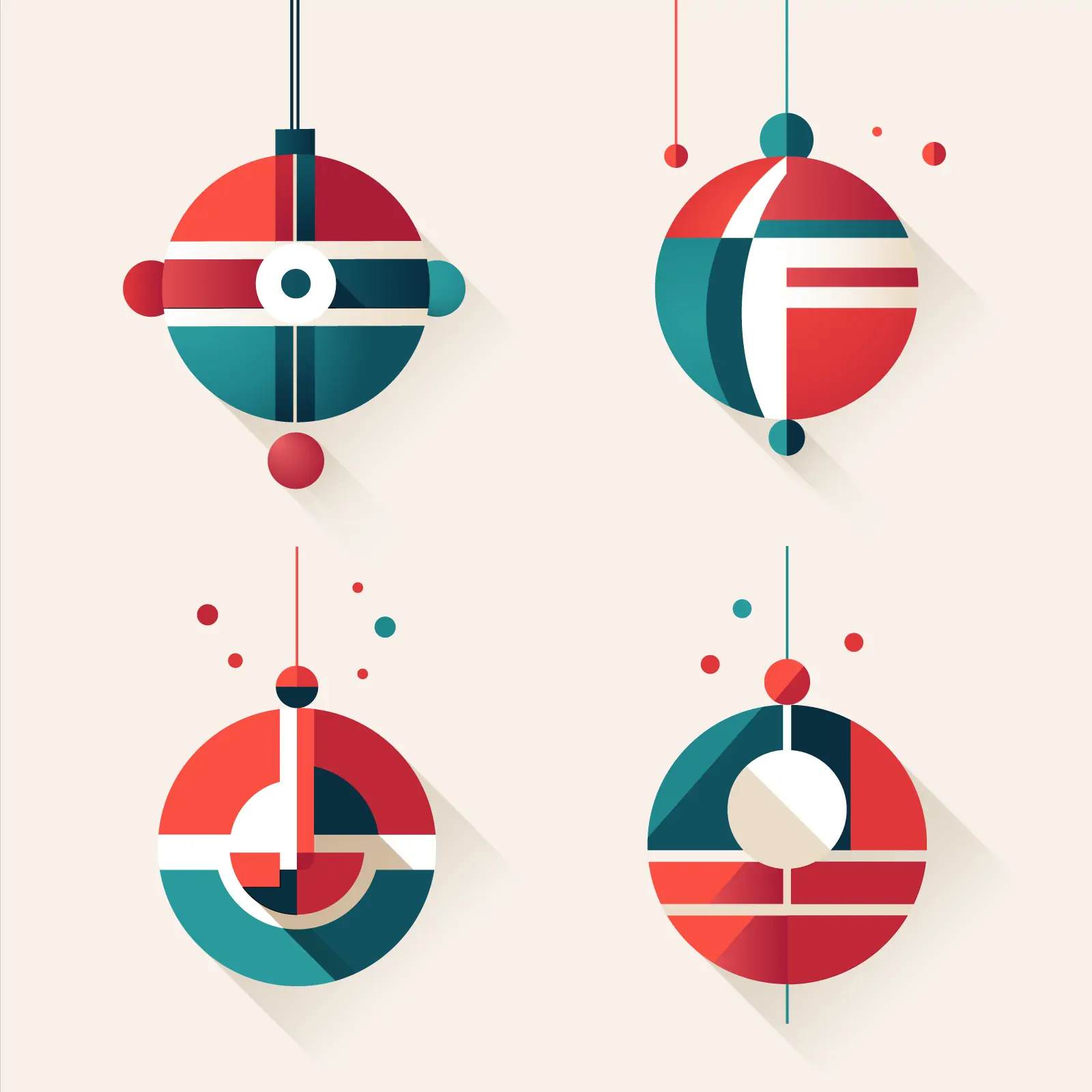 Abstract Geometric Christmas Ornaments | Modern Bauhaus Festive Vector Set
