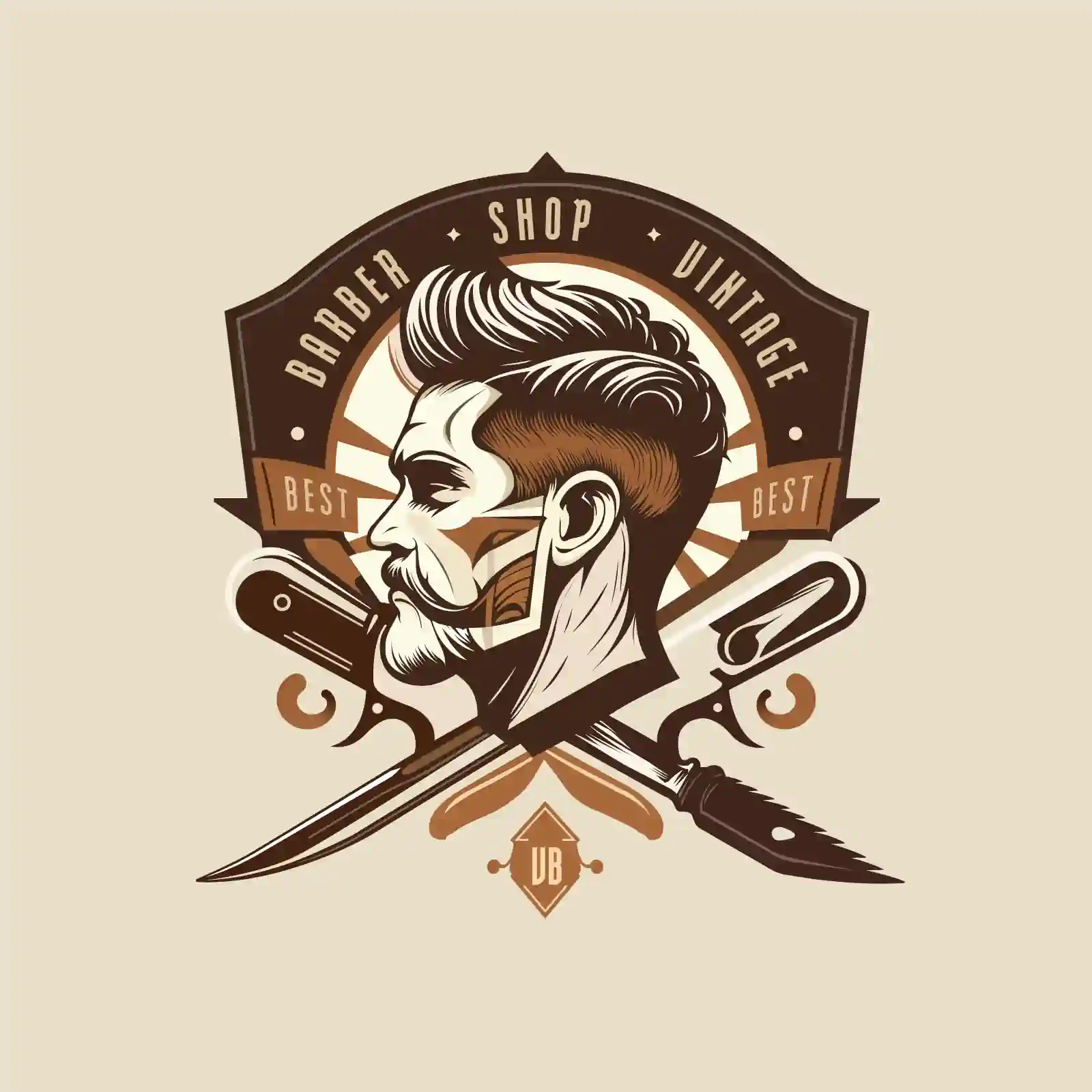 Barber Shop Logo: Bearded Man with Scissors - AI Generated Vector Graphic