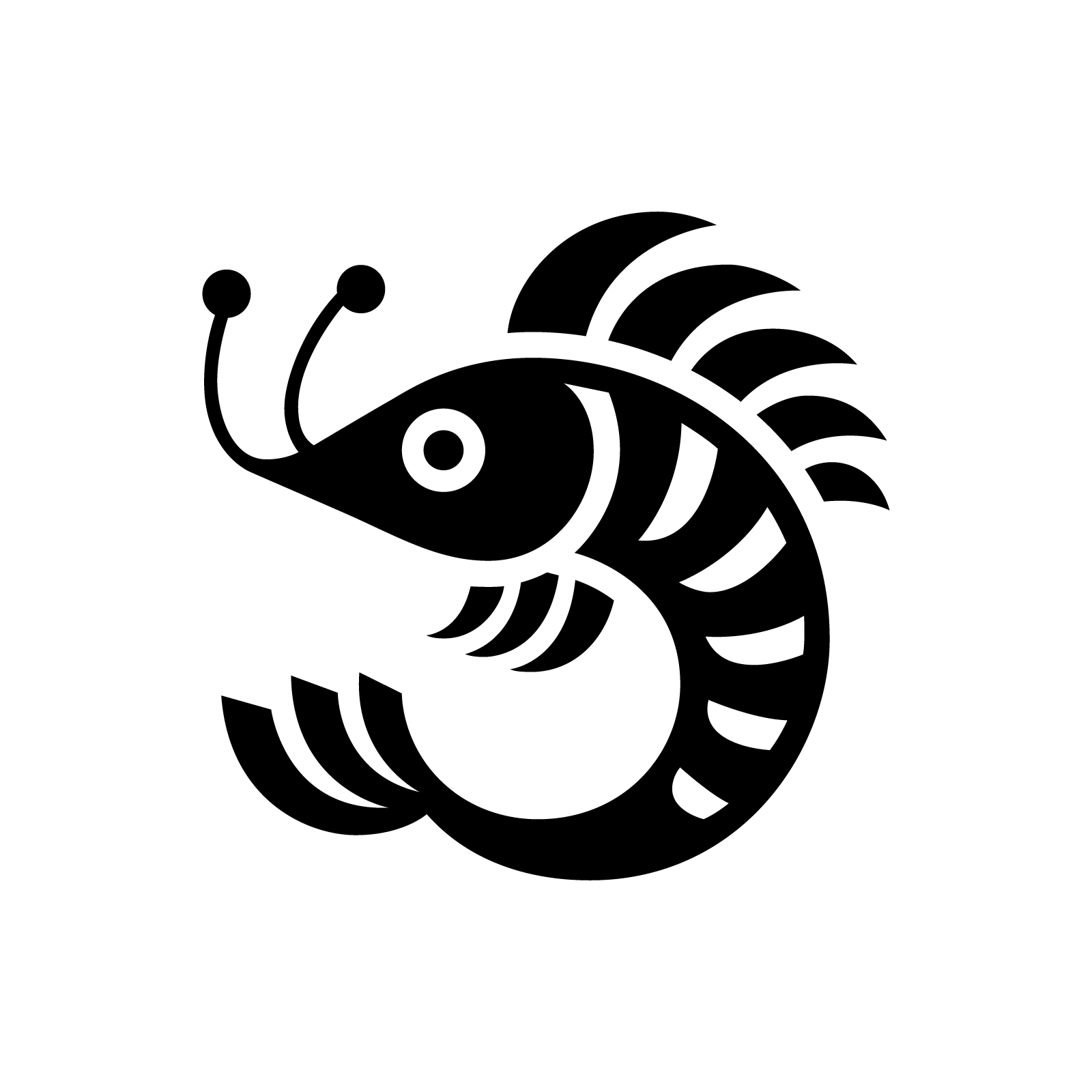 Black and White Shrimp Logo - Long Tail and Snout Vector Design - AI Generated Graphic
