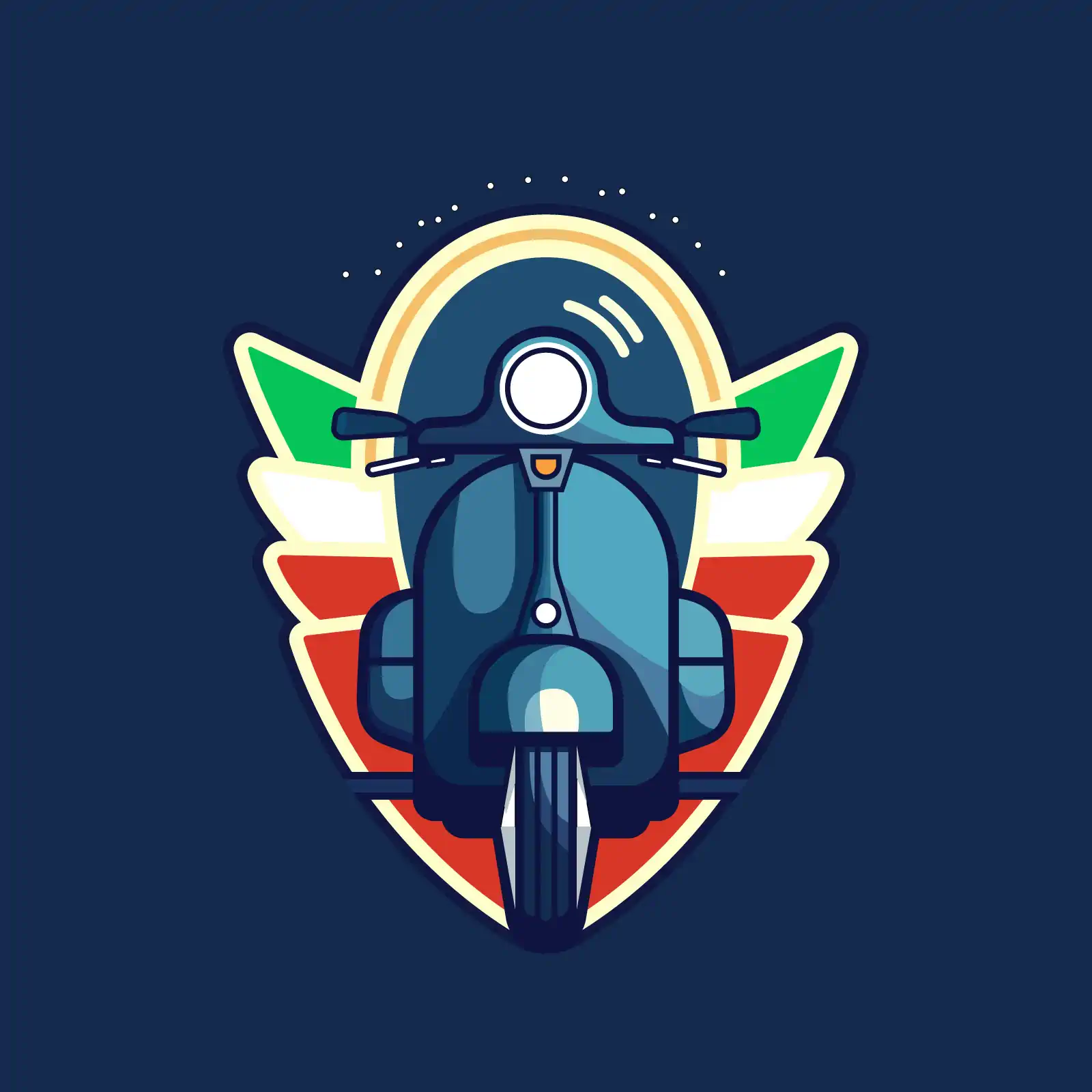 Blue Scooter Logo with Red & Green Emblem - AI Generated Vector Graphic