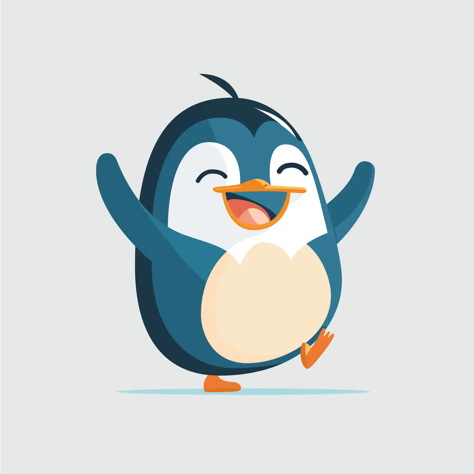 Cartoon Penguin Jumping with Big Smile - AI Generated Vector Graphic