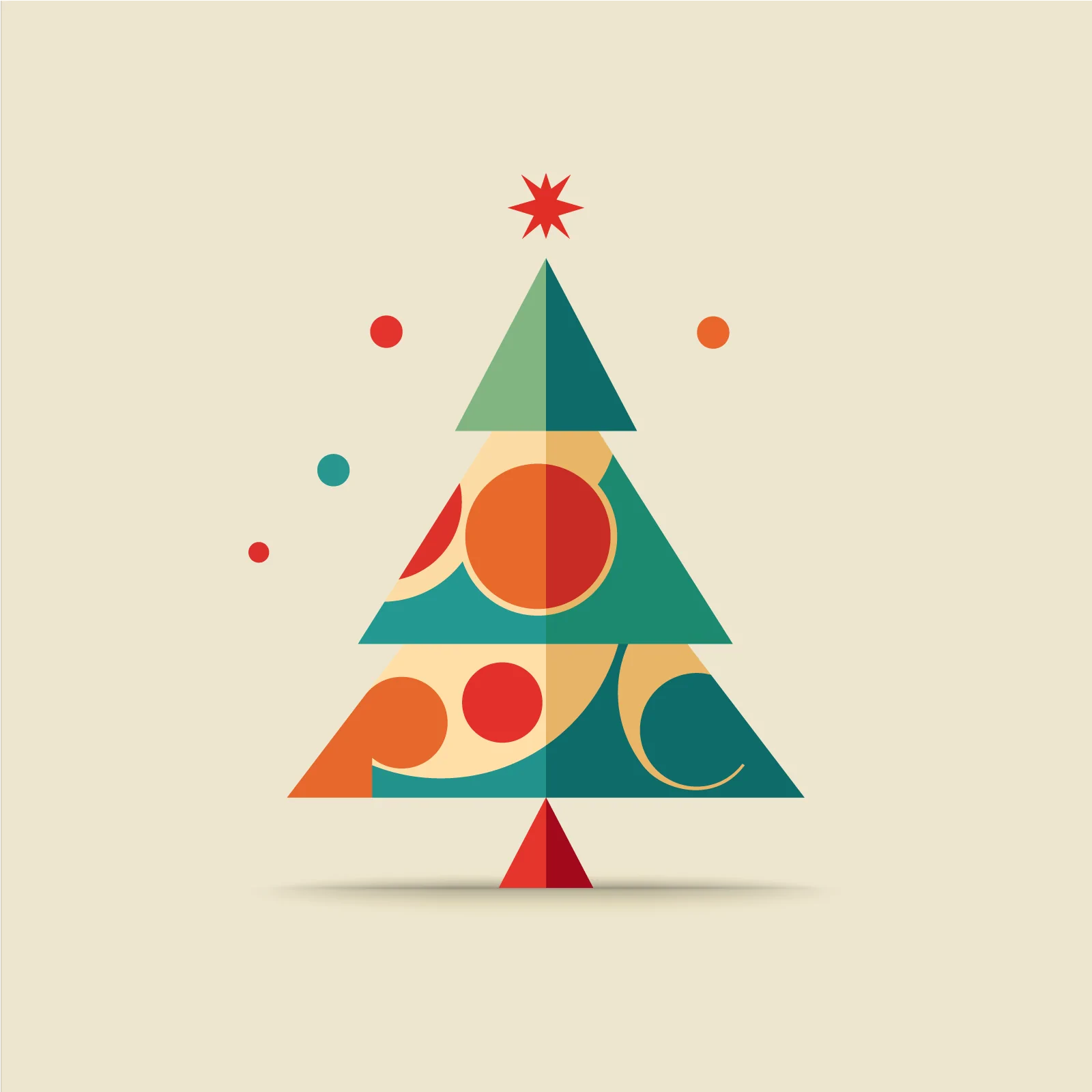 Colorful Artistic Christmas Tree with Star on Top - AI Generated Vector Graphic