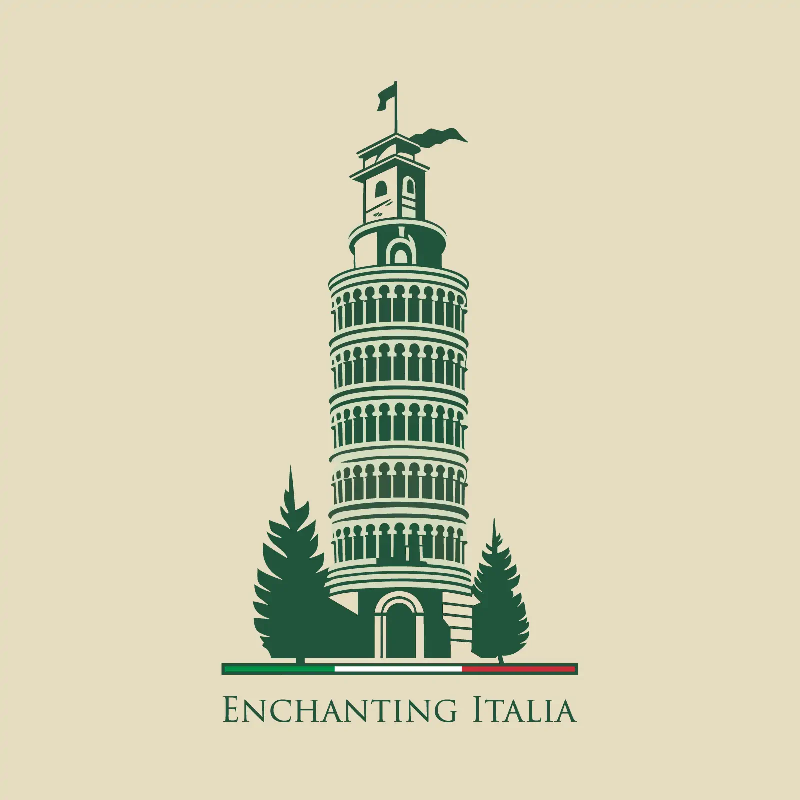 Enchanted Italy Logo with Tower of Pisa - AI Generated Vector Graphic