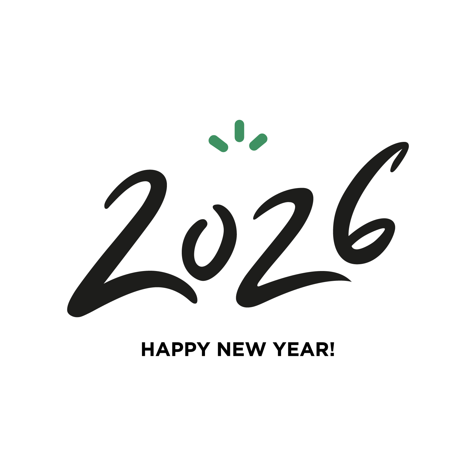Happy New Year 2026 Poster - Black and White Green Design - AI Generated Vector Graphic