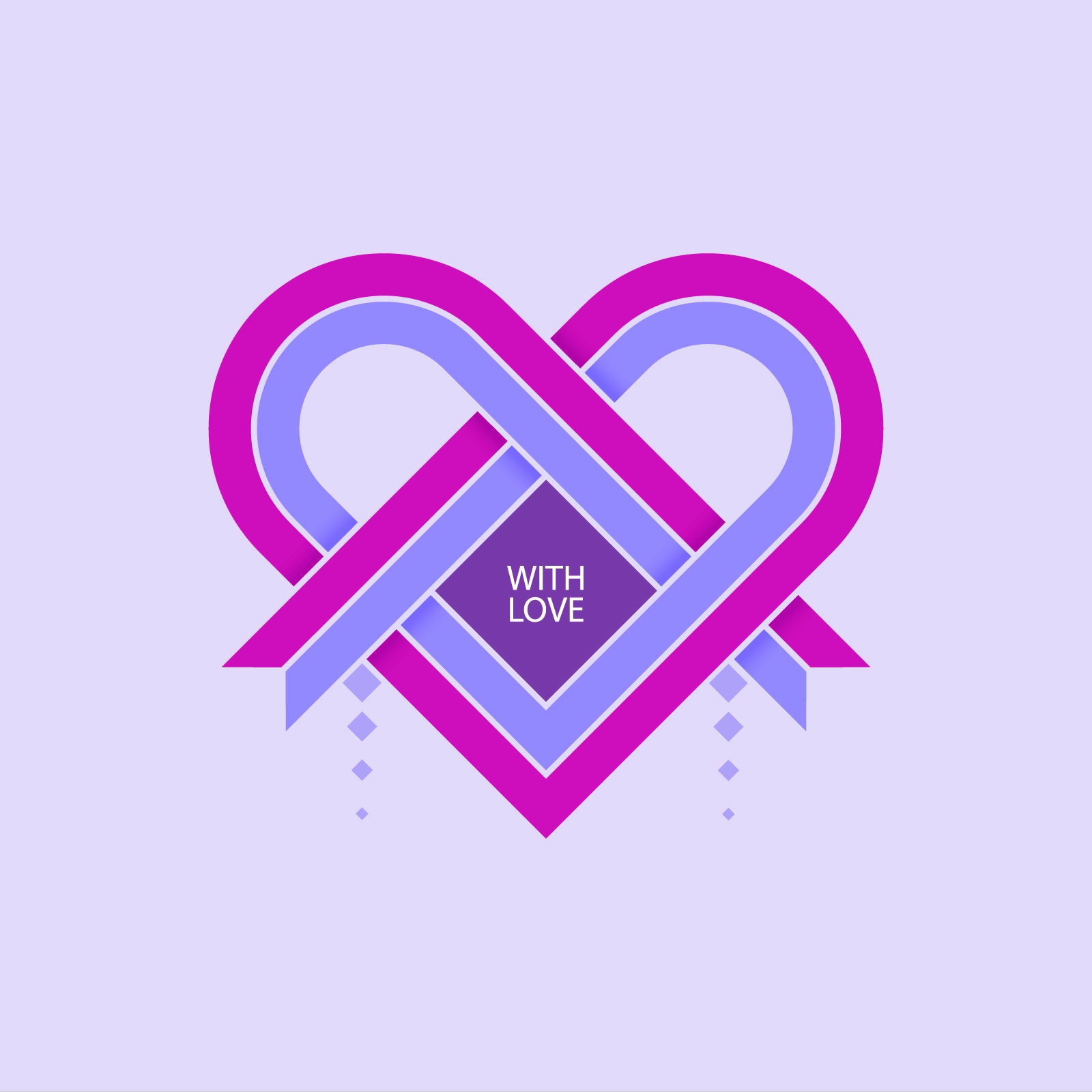 Romantic Heart with With Love Text and Elegant Ribbon - AI Generated Vector Graphic