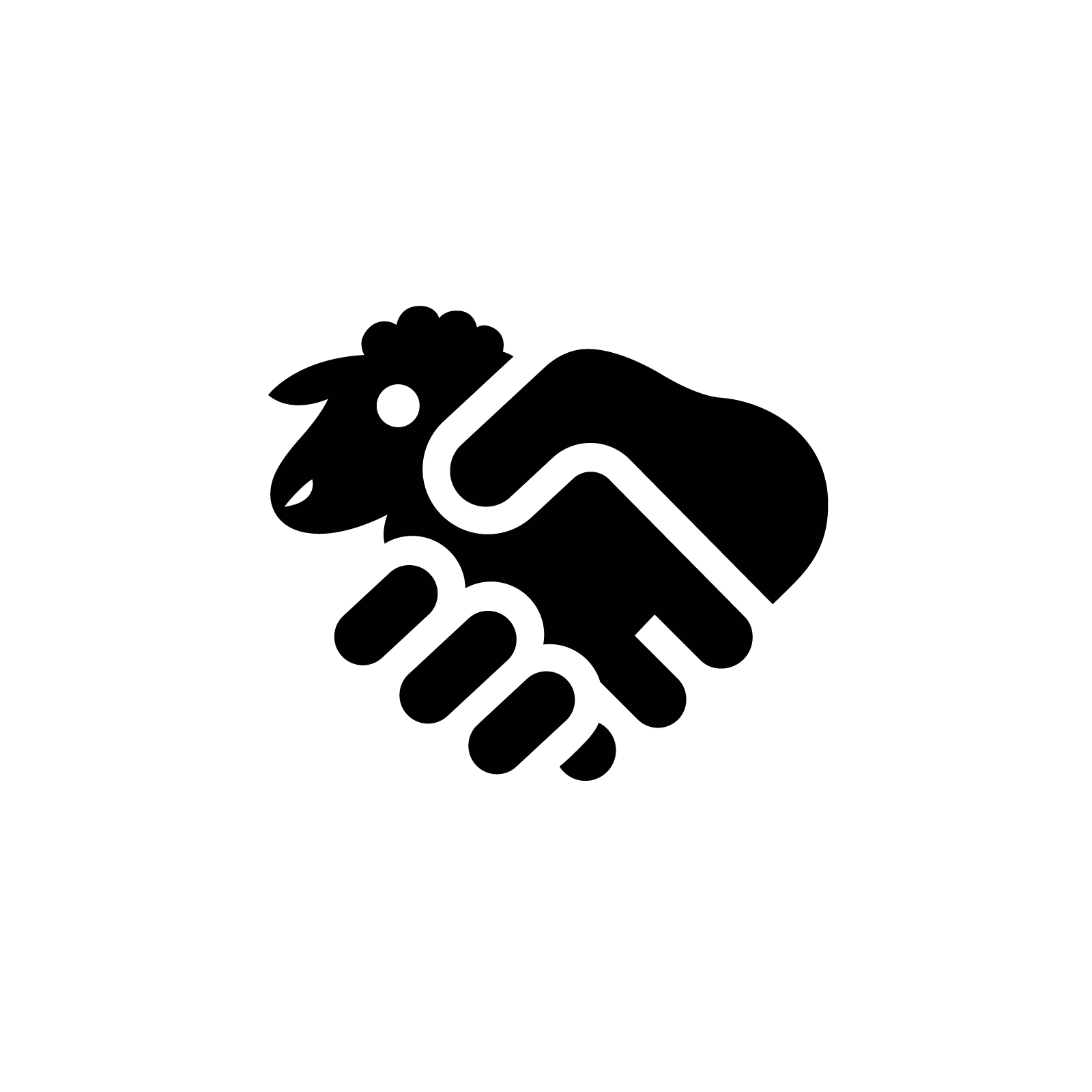 Minimalist Handshake and Sheep Silhouette Logo | Agribusiness & Ethical Trade Icon