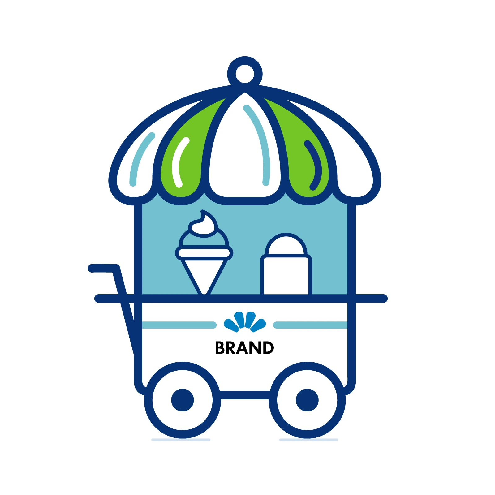 Minimalist Ice Cream Cart Vector Logo | Street Food & Dessert Illustration