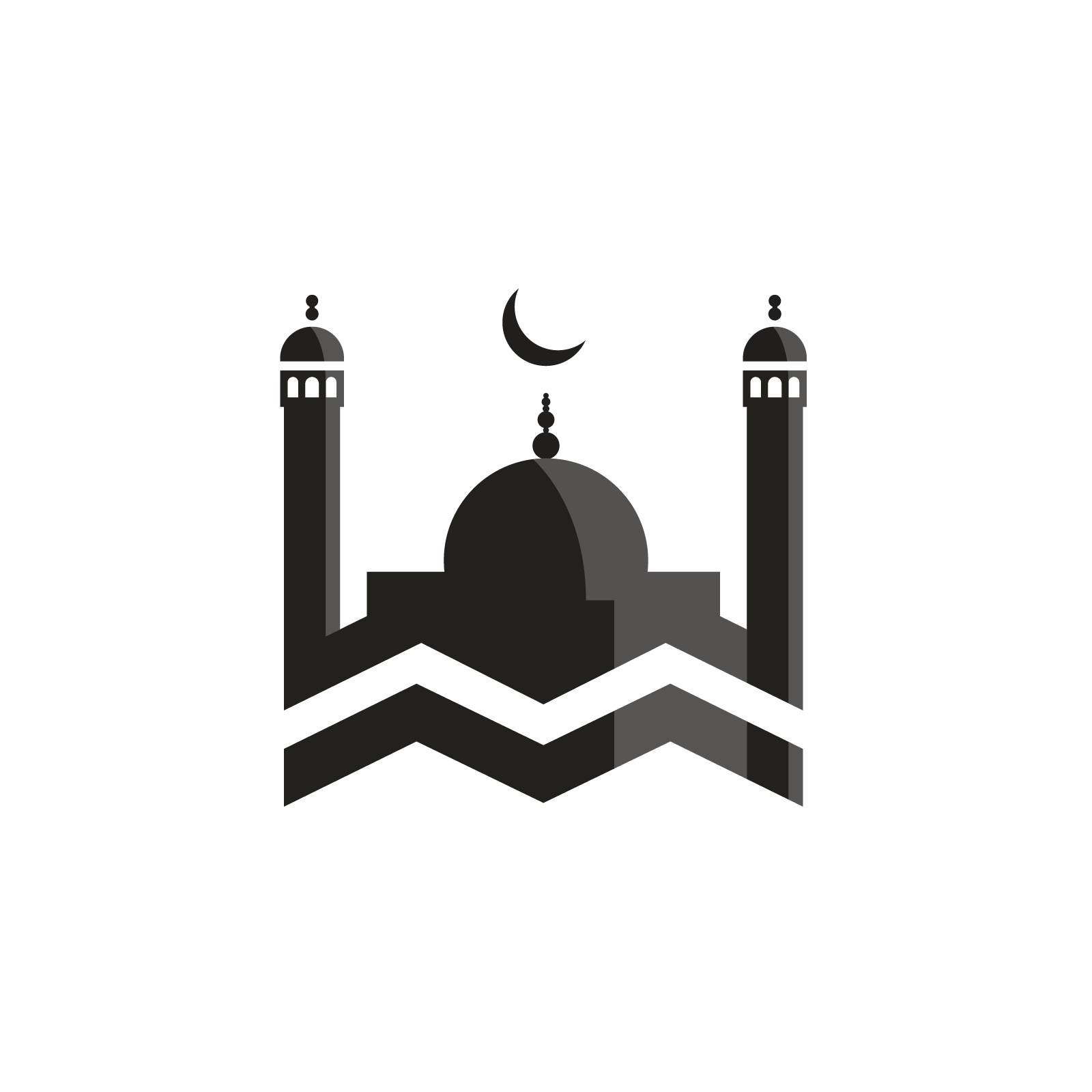 Minimalist Mosque Silhouette Vector Logo with Crescent Moon | Modern Islamic Identity