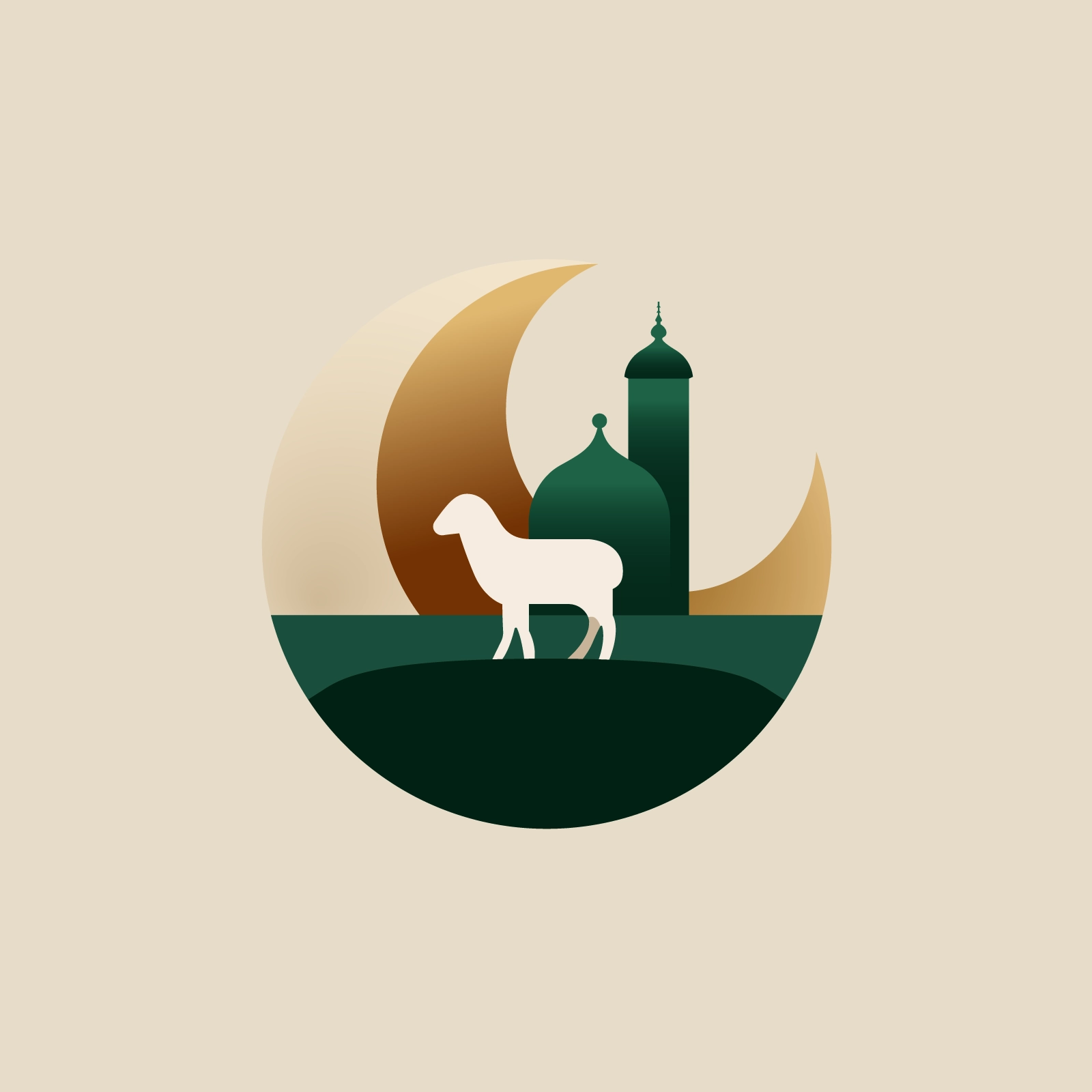 Minimalist Ultra Flat Eid al-Adha Design with Bold Colors - AI Generated Vector Graphic