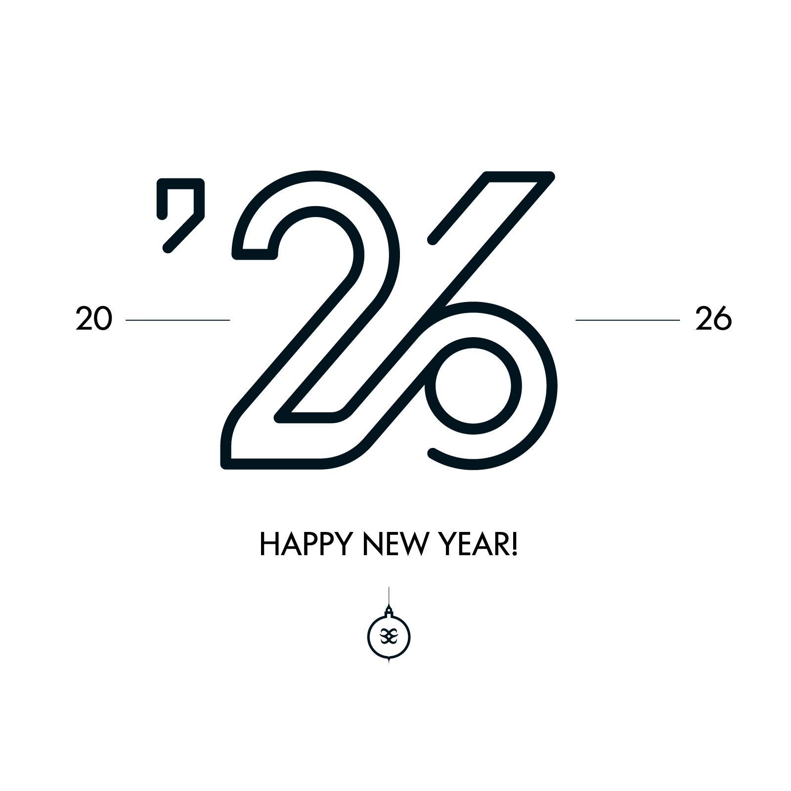 Modern 2026 Happy New Year Typography Logo | Minimalist Holiday Vector Art