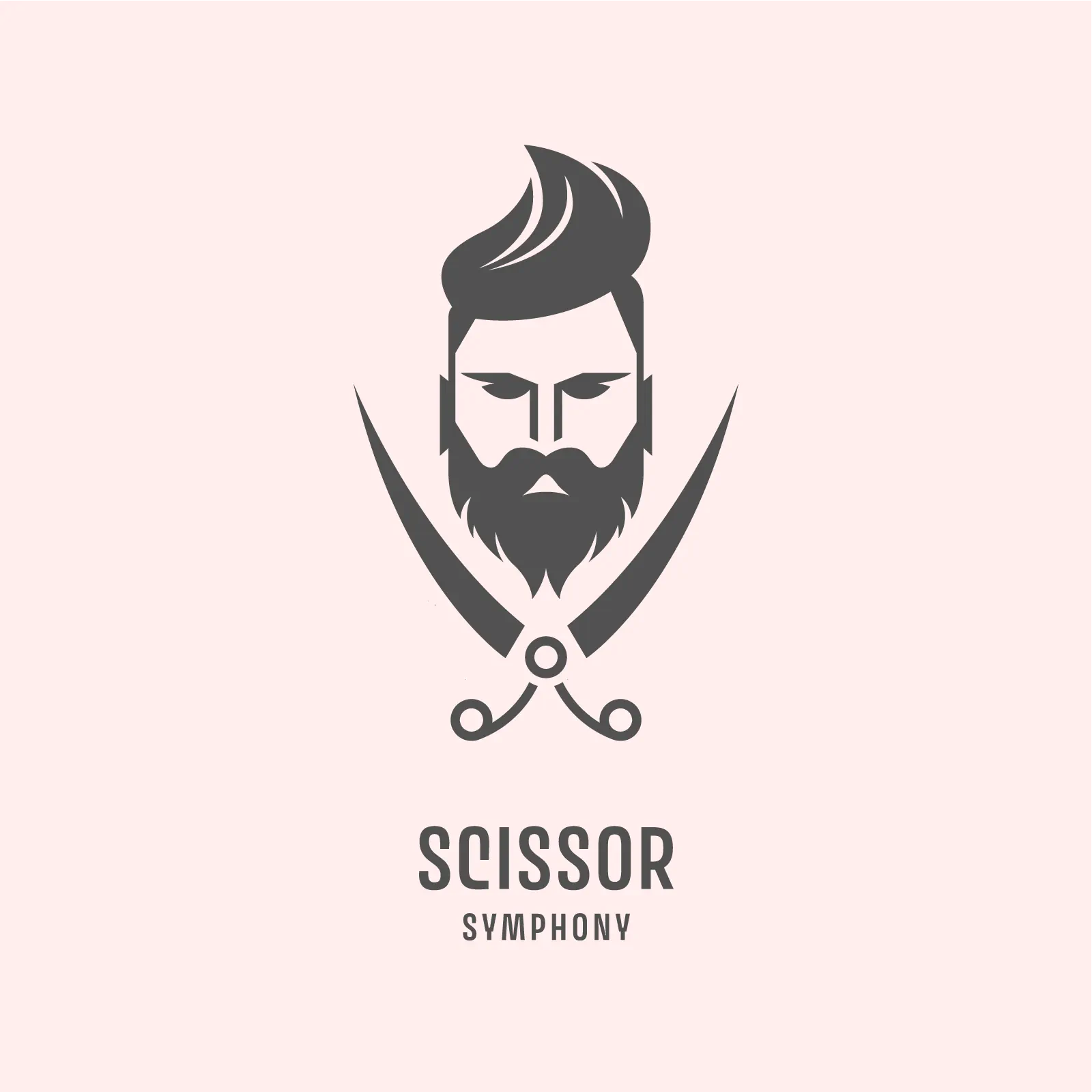 Scissors Symphony Logo with Bearded Man & Crossed Scissors - AI Generated Vector Graphic