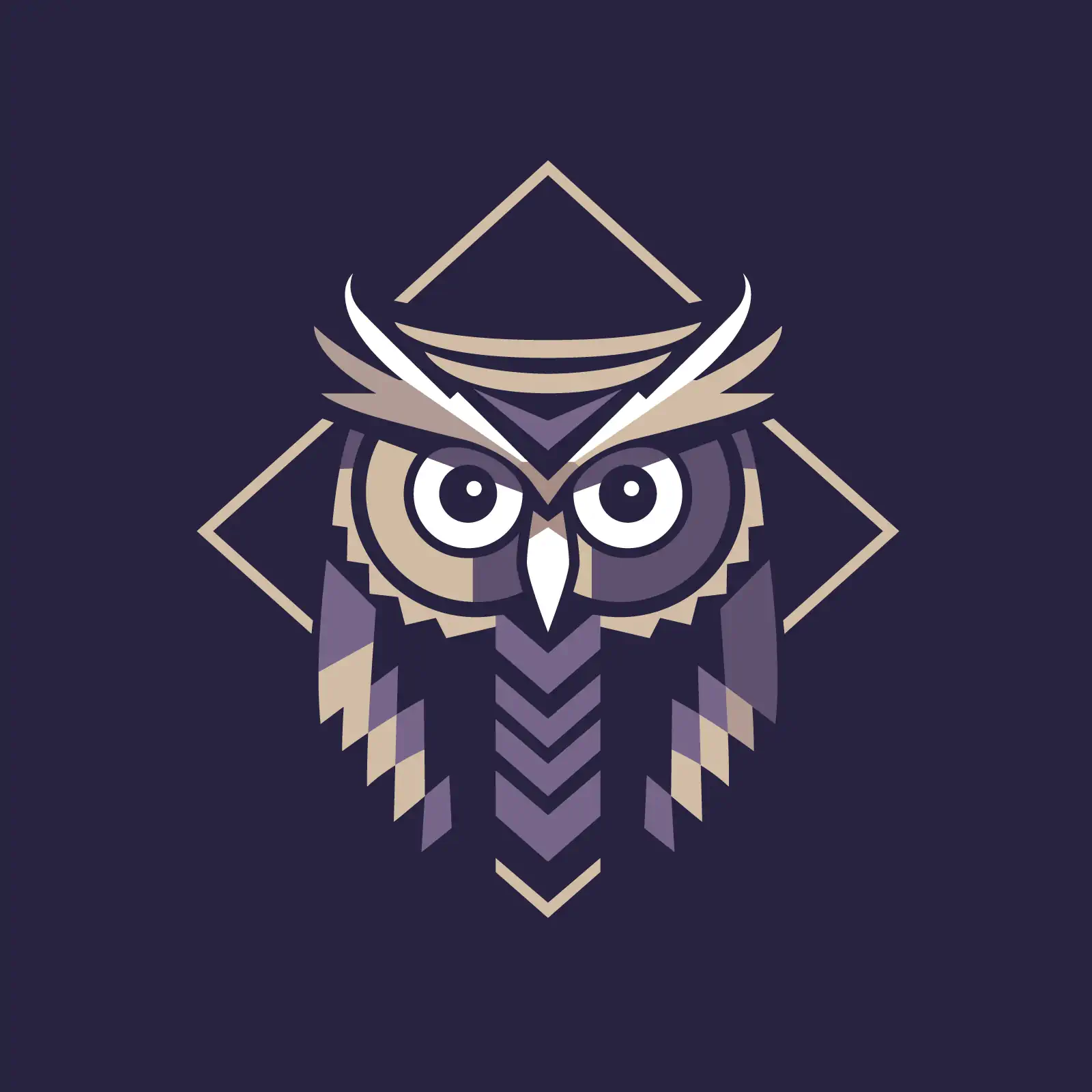 Stylised Owl in Triangular Frame - Dark Blue AI Generated Vector Graphic
