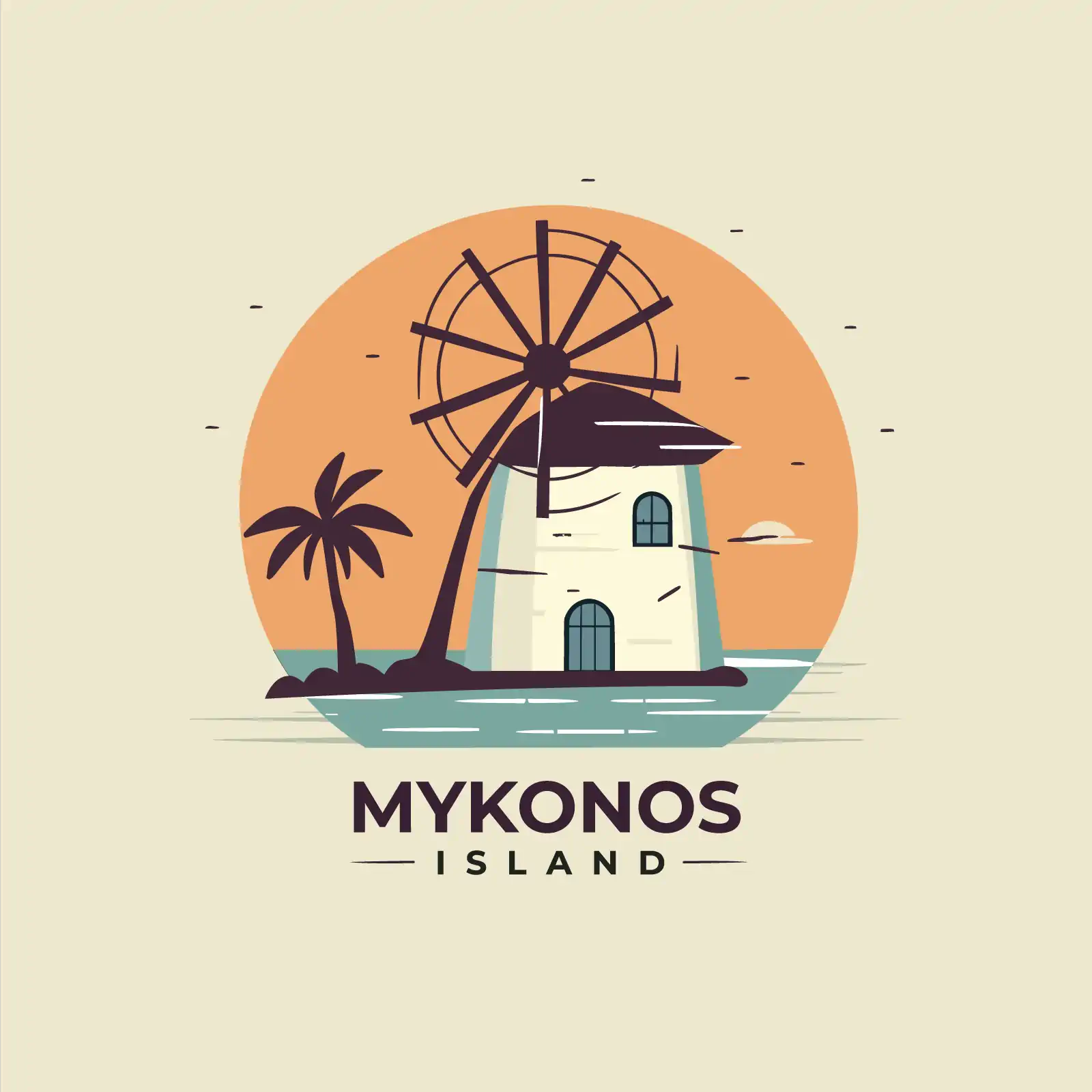 Mykonos essence, cycladic elegance in logo design