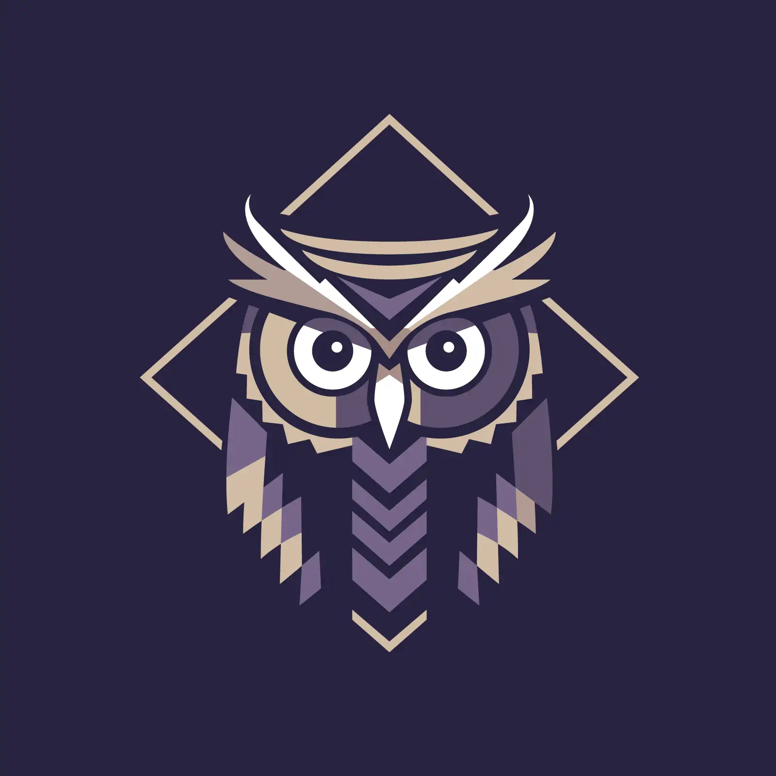 Geometric owl, iconic vector logo