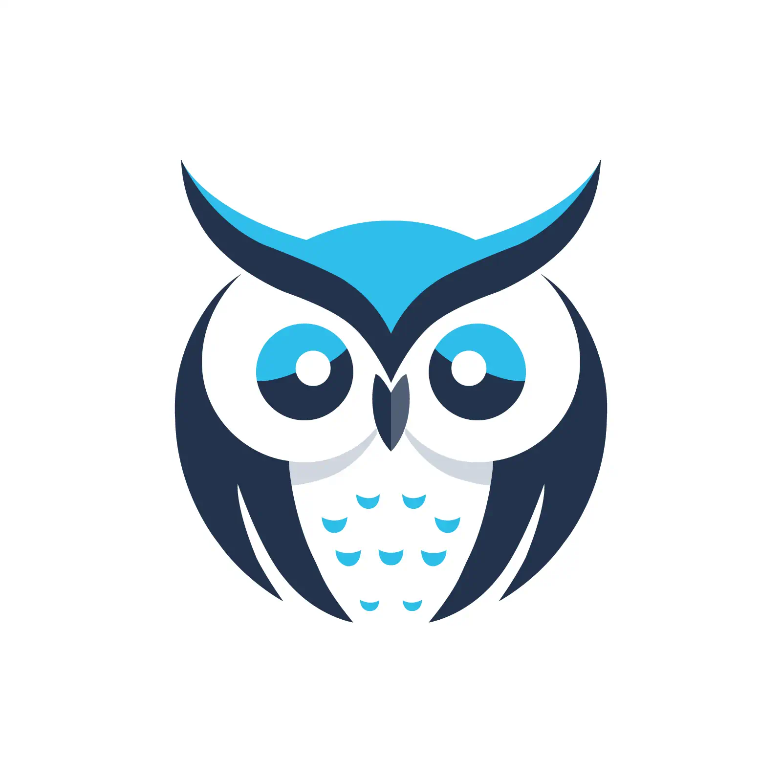 Striking flat owl logo design.