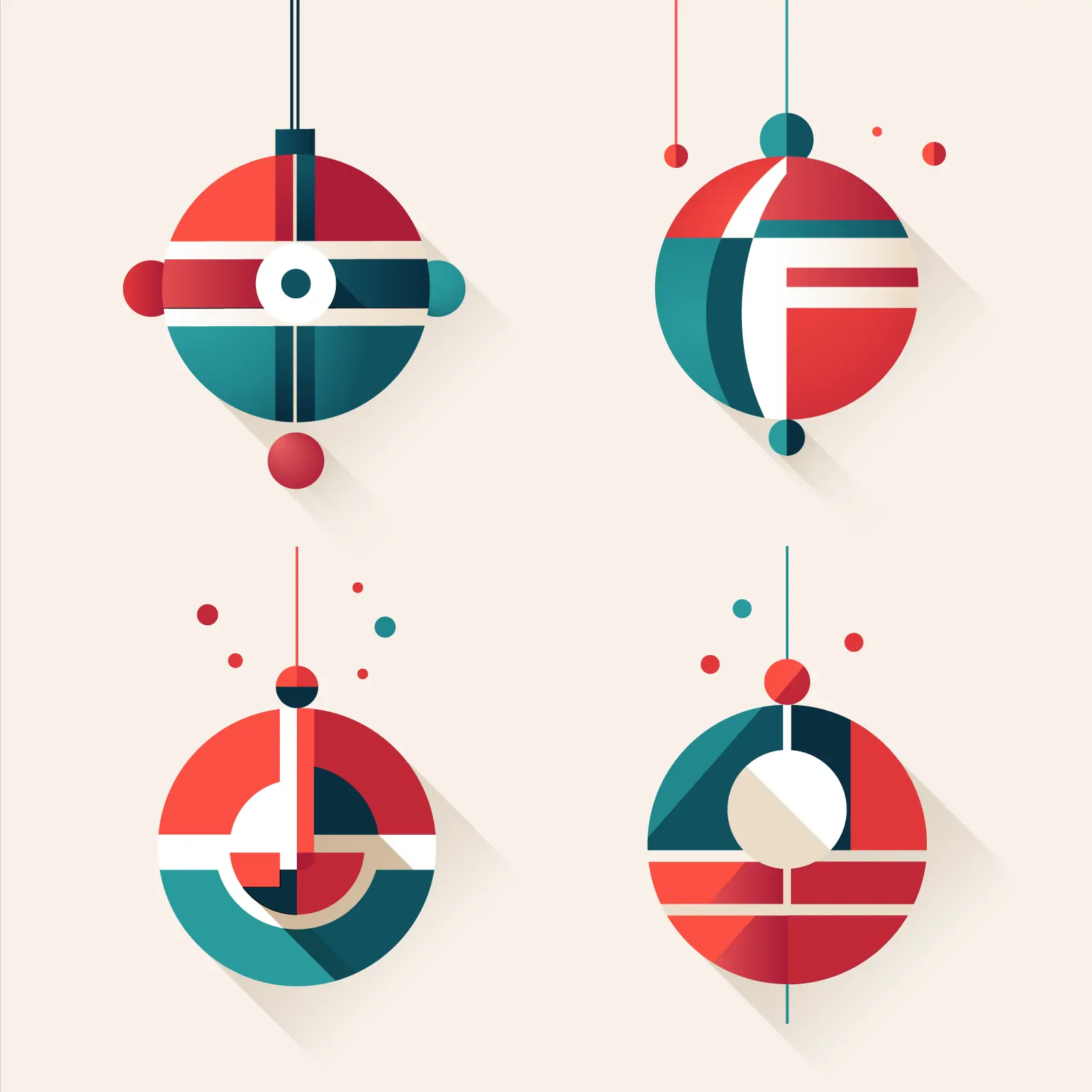 Vibrant festive christmas balls with clean design