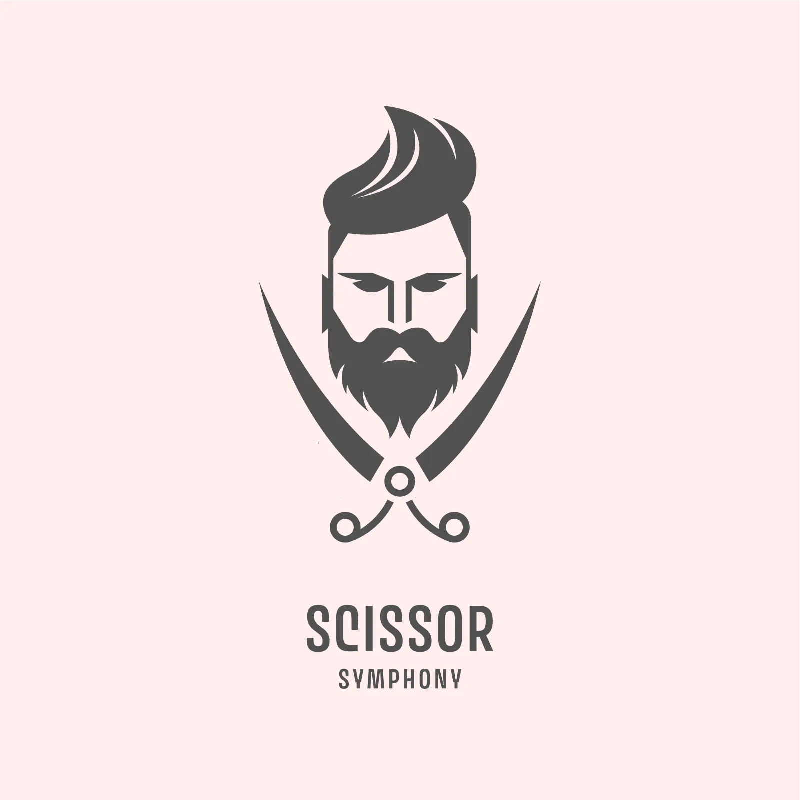 Scissor symphony, modern barber shop logo