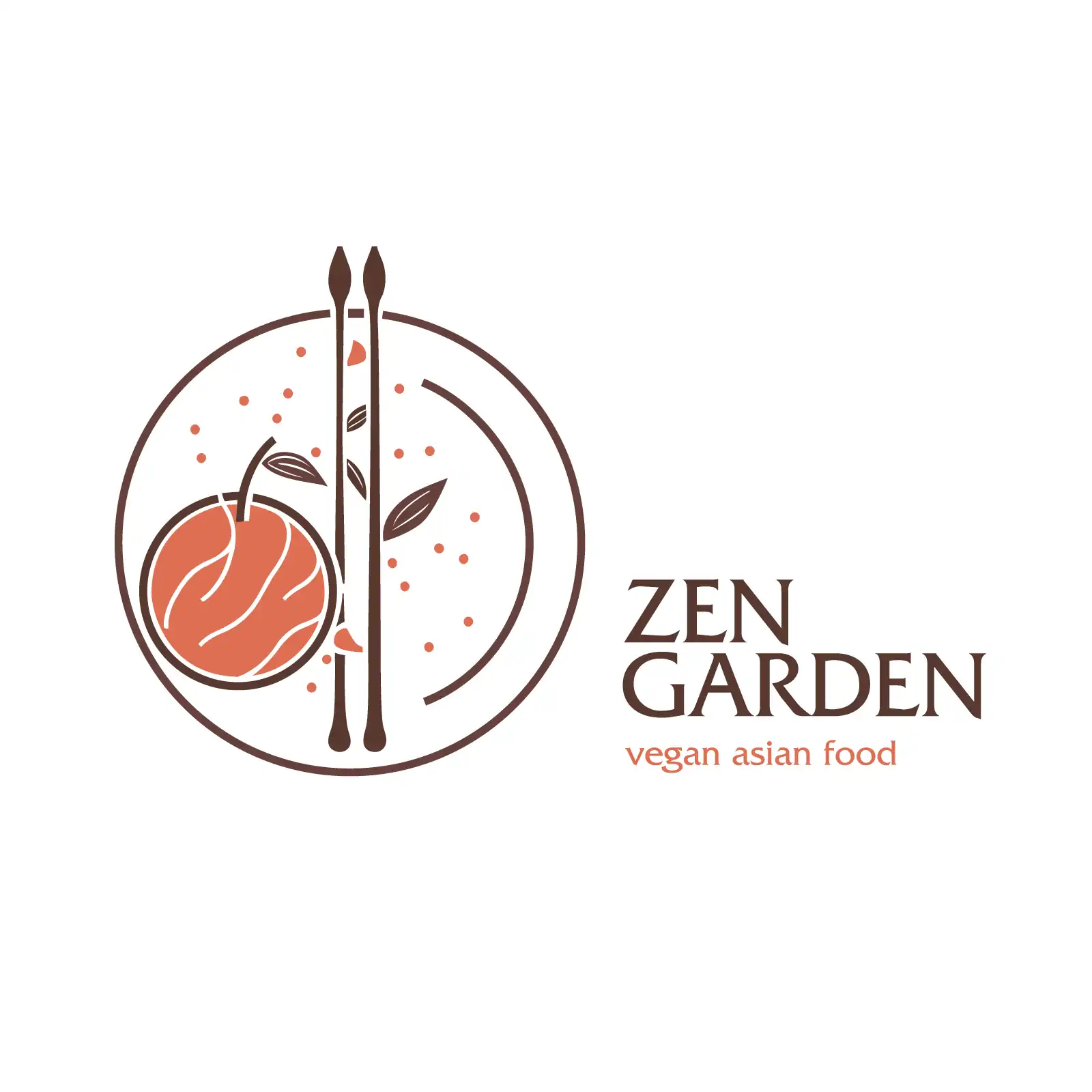 Vegan Spot Logo with Orange Slice & Chopsticks - AI Generated Vector Graphic